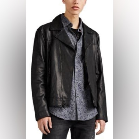 John Varvatos Asymmetrical Leather biker Jacket. Size large - Picture 4 of 9